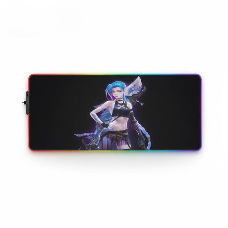 Tapis de souris Gaming RGB - League of Legends : Jinx Edition XXL avec illustration de Jinx en haute définition.