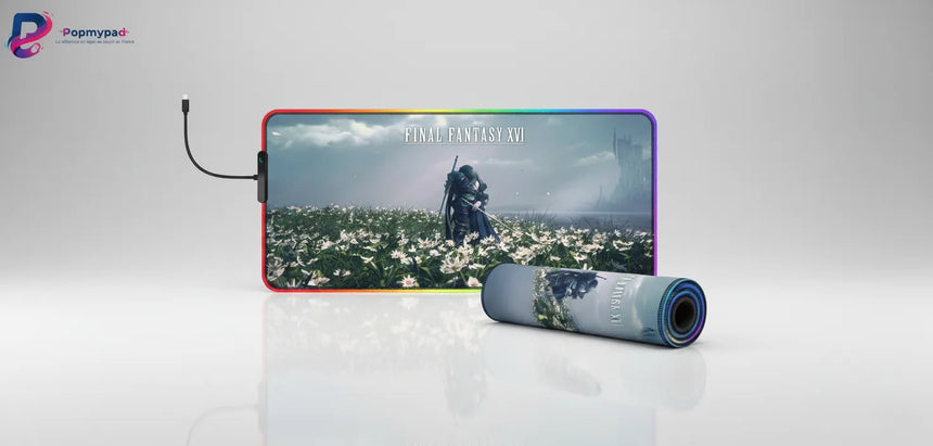 Tapis de souris Gaming RGB Final Fantasy XVI - Édition Valisthea : Précision & Glisse Ultime avec éclairage LED.