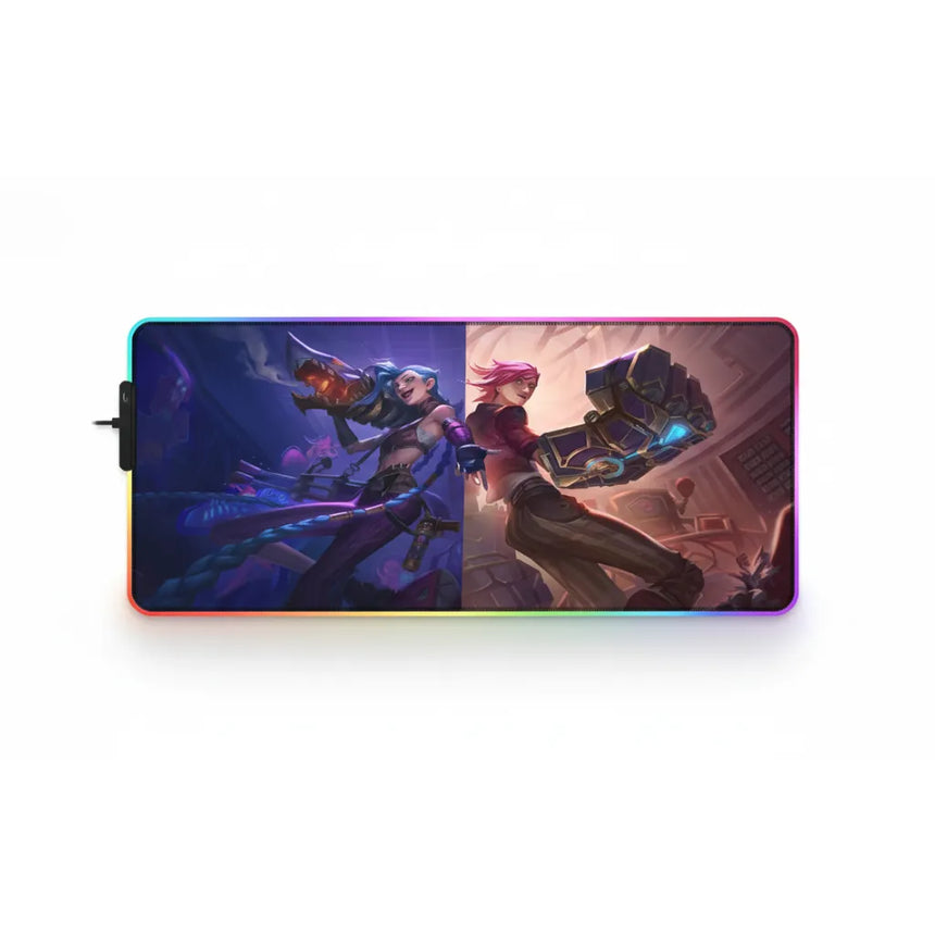 Tapis de souris Gaming RGB League of Legends - Jinx & Vi Arcane Edition avec LED dynamique