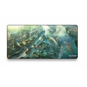Tapis de souris Gaming The Witcher - Édition Novigrad | Glisse Ultime & Précision montrant une vue aérienne de Novigrad.
