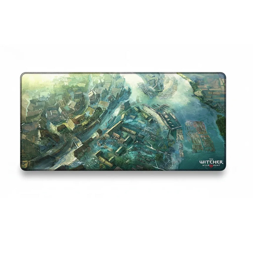 Tapis de souris Gaming The Witcher - Édition Novigrad | Glisse Ultime & Précision montrant une vue aérienne de Novigrad.