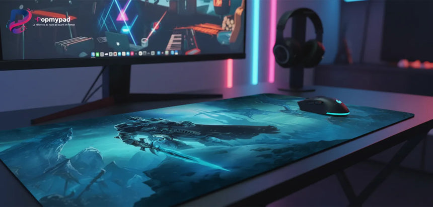 Tapis de souris Gaming World of Warcraft - Édition Le Roi Liche (Arthas) avec design épique d'Arthas et Frostmourne