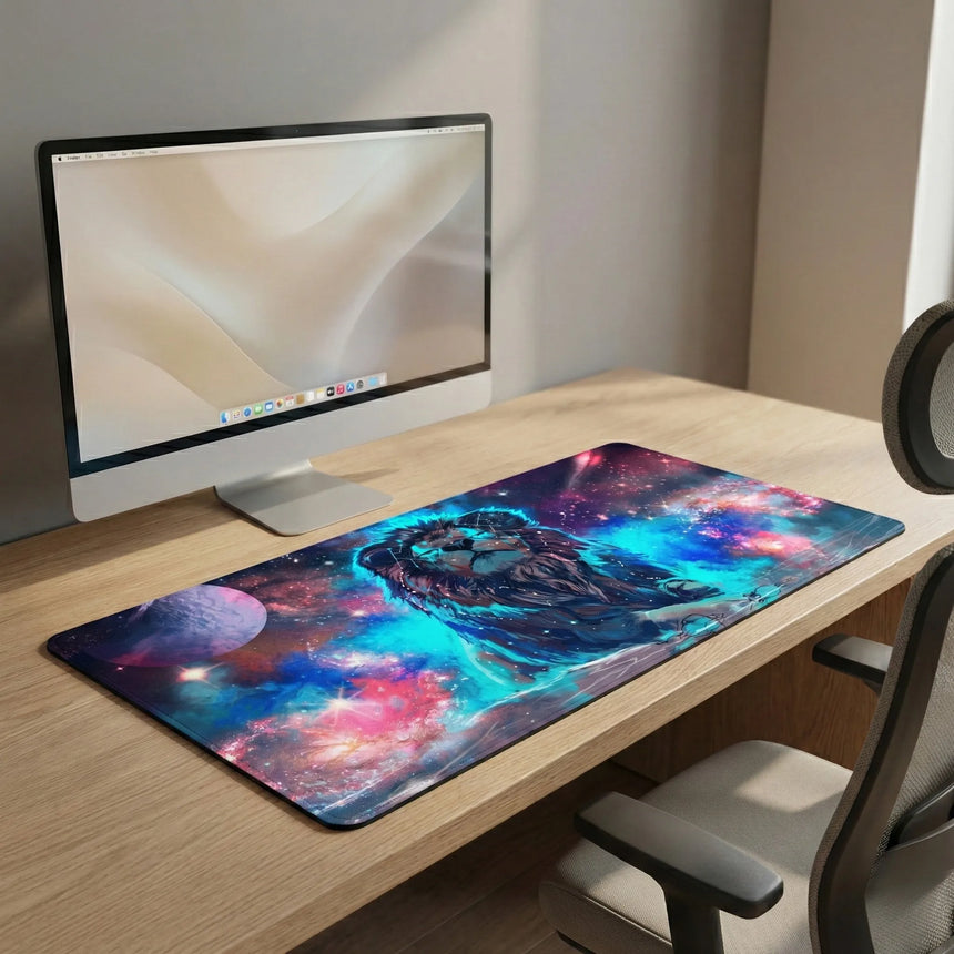 XL Gaming Mouse Pad - Cosmic Lion & Stellar Nebula
