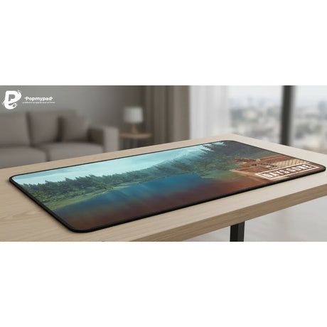 Tapis de souris Gaming XXL - Days Gone : Édition Midnight Sentinel sur un bureau avec vue panoramique.