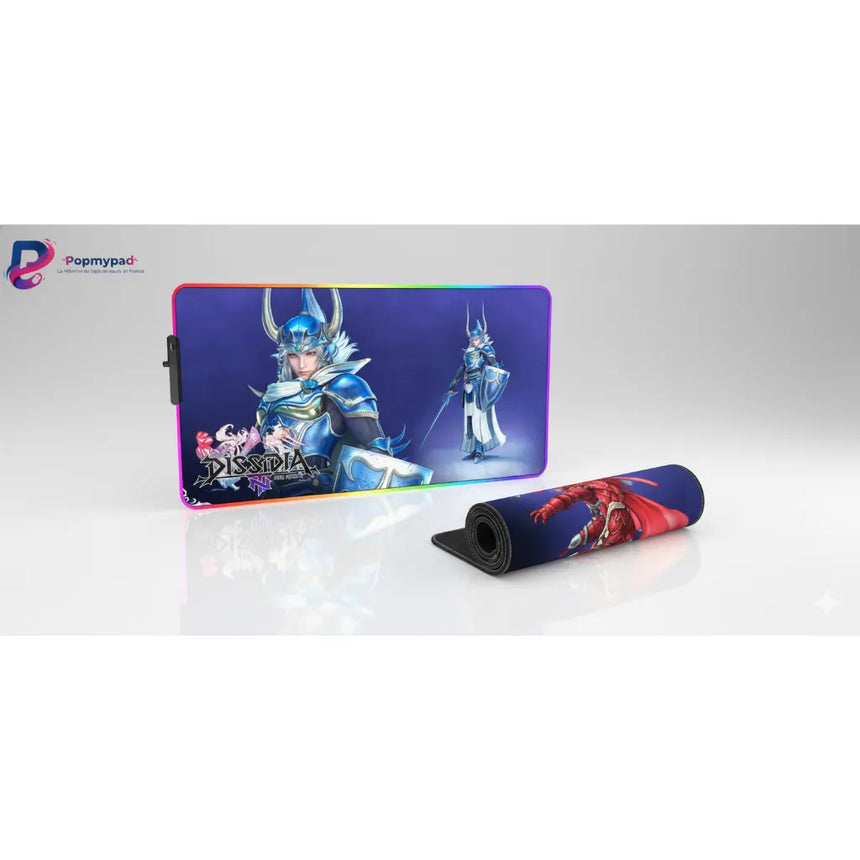 Tapis de souris Gaming XXL - Dissidia Final Fantasy NT Warrior of Light Edition avec design épique et finitions argentées.