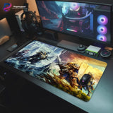 Tapis de souris Gaming XXL - World of Warcraft : Le Choc des Épées (Édition Limitée) avec design de duel mythique.