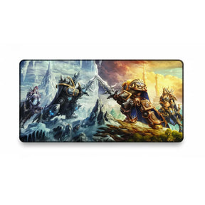 Tapis de souris Gaming XXL - World of Warcraft : Le Choc des Épées (Édition Limitée) avec illustration épique.