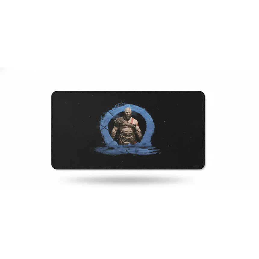 Tapis de souris God of War - Édition Kratos & Symbole Runique Bleu avec Kratos dans un cercle runique bleu.