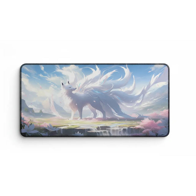 Tapis de souris Kitsune Onirique – Sérénité & Design Japonais Pastel avec illustration d'un renard mythique.