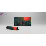 Tapis de souris League of Legends - Edition Jinx Arcane RGB - Performance XXL avec un design de Jinx devant une lune rouge.