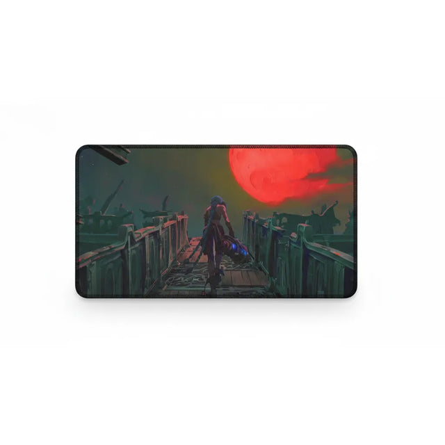 Tapis de souris League of Legends - Jinx Arcane Edition Blood Moon avec Jinx sous une lune rouge.