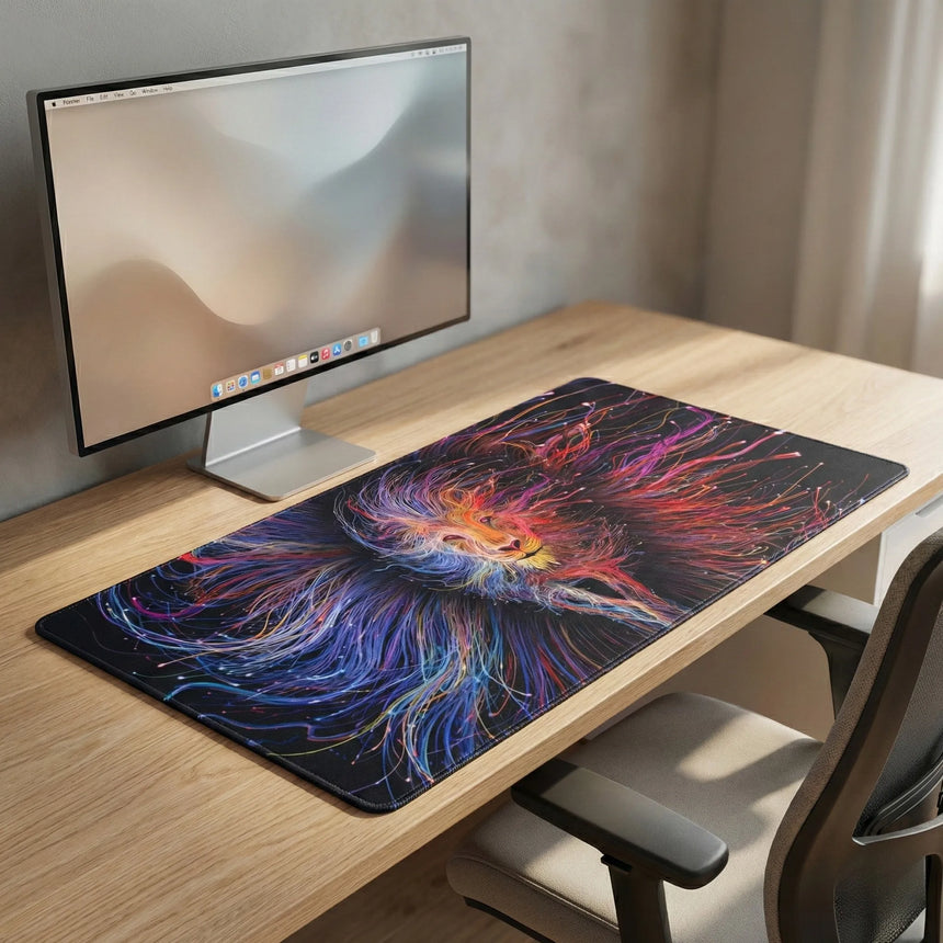 Luminous Lion Mouse Pad - Light Painting Artistic Edition