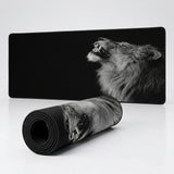 Black and White Lion Mouse Pad - Majestic Portrait & XXL Size
