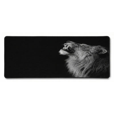 Black and White Lion Mouse Pad - Majestic Portrait & XXL Size