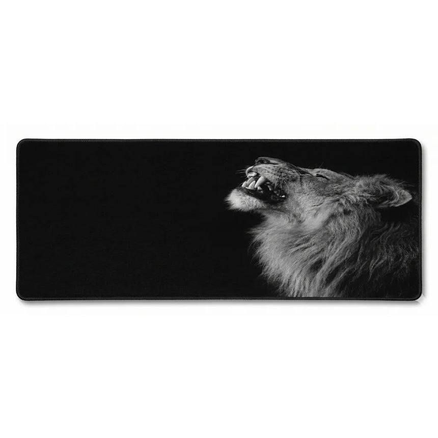 Black and White Lion Mouse Pad - Majestic Portrait & XXL Size