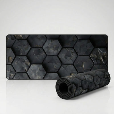 Polygon Mouse Pad - Dark Hex & Gold Edition
