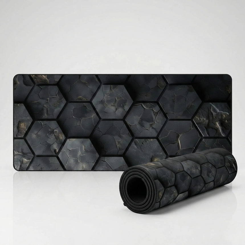 Polygon Mouse Pad - Dark Hex & Gold Edition