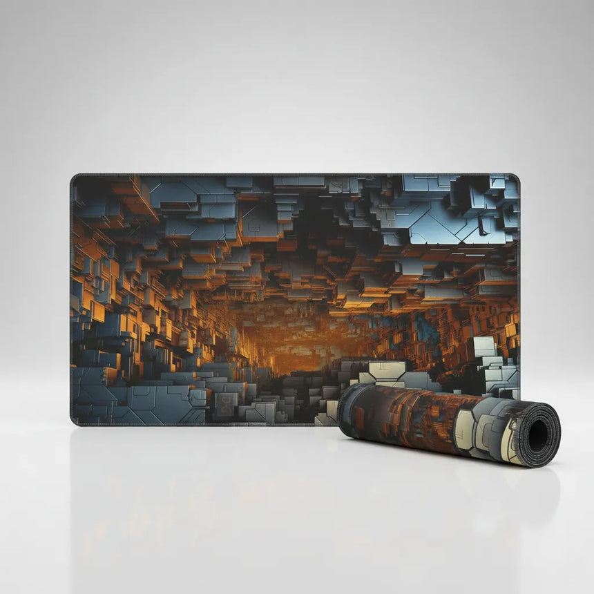 Polygon Mouse Pad — Geometric Abyss & Cyberpunk Design