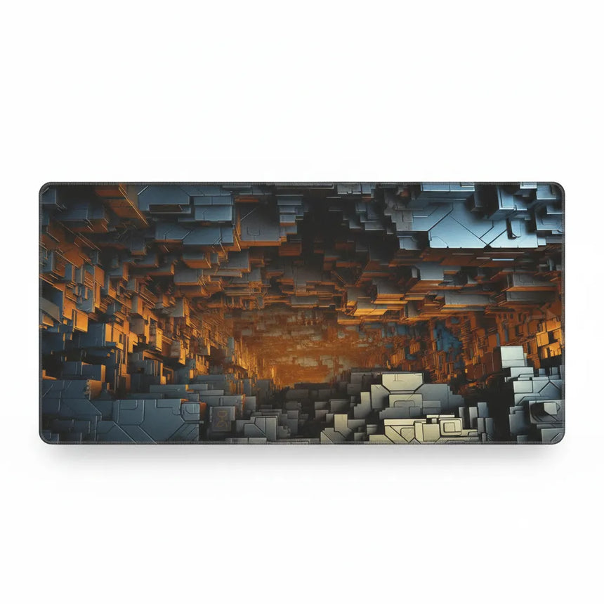 Polygon Mouse Pad — Geometric Abyss & Cyberpunk Design