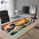 RGB Mouse Pad "Wave of Fire" – Traditional Japan & Volcano Edition