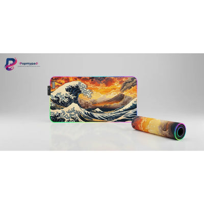RGB Mouse Pad "Wave of Fire" – Traditional Japan & Volcano Edition