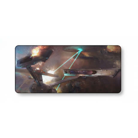 Tapis de souris Star Trek - Bataille Spatiale Épique (Édition Collector XXL) avec vaisseaux galactiques en action.