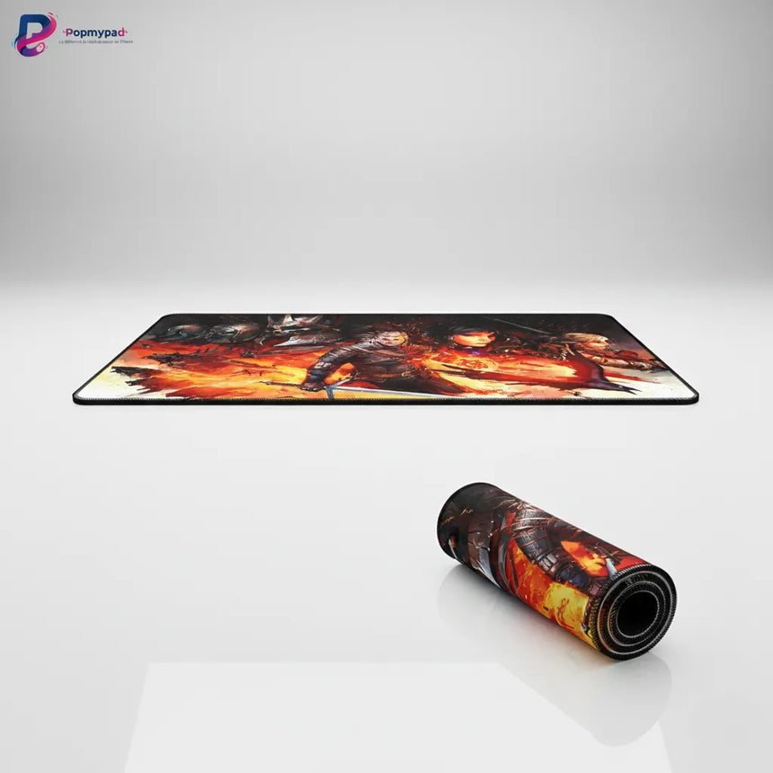 Tapis de souris The Witcher 3 - Édition "Le Destin des Flammes" : L'Art du Combat sur fond blanc