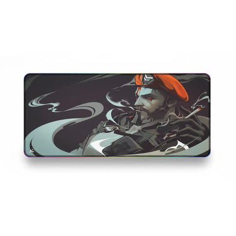 Tapis de souris Valorant Brimstone RGB – Précision Tactique et Glisse Ultime avec illustration cinématique.