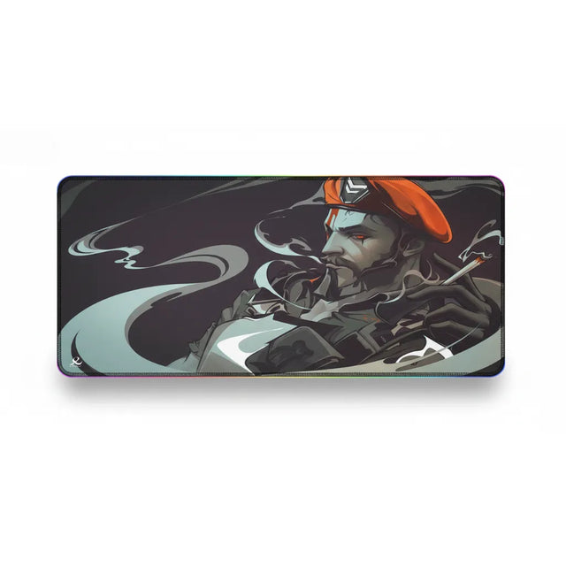 Tapis de souris Valorant Brimstone RGB – Précision Tactique et Glisse Ultime avec illustration cinématique.