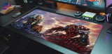 Tapis de souris World of Warcraft - Alliance vs Horde : Le Duel des Titans (Format XXL) sur un bureau de gaming.