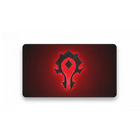 Tapis de souris World of Warcraft - Édition Horde Incandescente avec sceau légendaire de la Horde sur fond rouge.