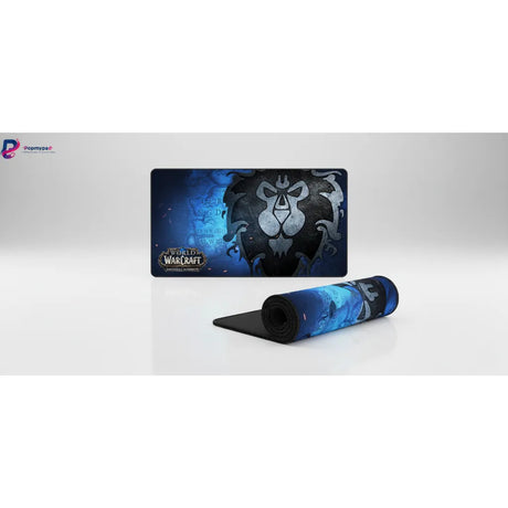 Tapis de souris World of Warcraft – Édition Alliance : Battle for Azeroth avec design de Lion et carte de Stormwind.