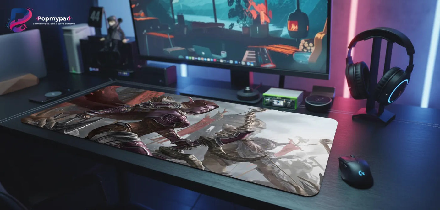 Tapis de souris World of Warcraft – Édition Sylvanas Coursevent – Glisse Ultime sur un bureau informatique moderne.