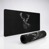 XXL Mouse Pad - Geometric Deer "Majestic Stag" - Premium Black & White