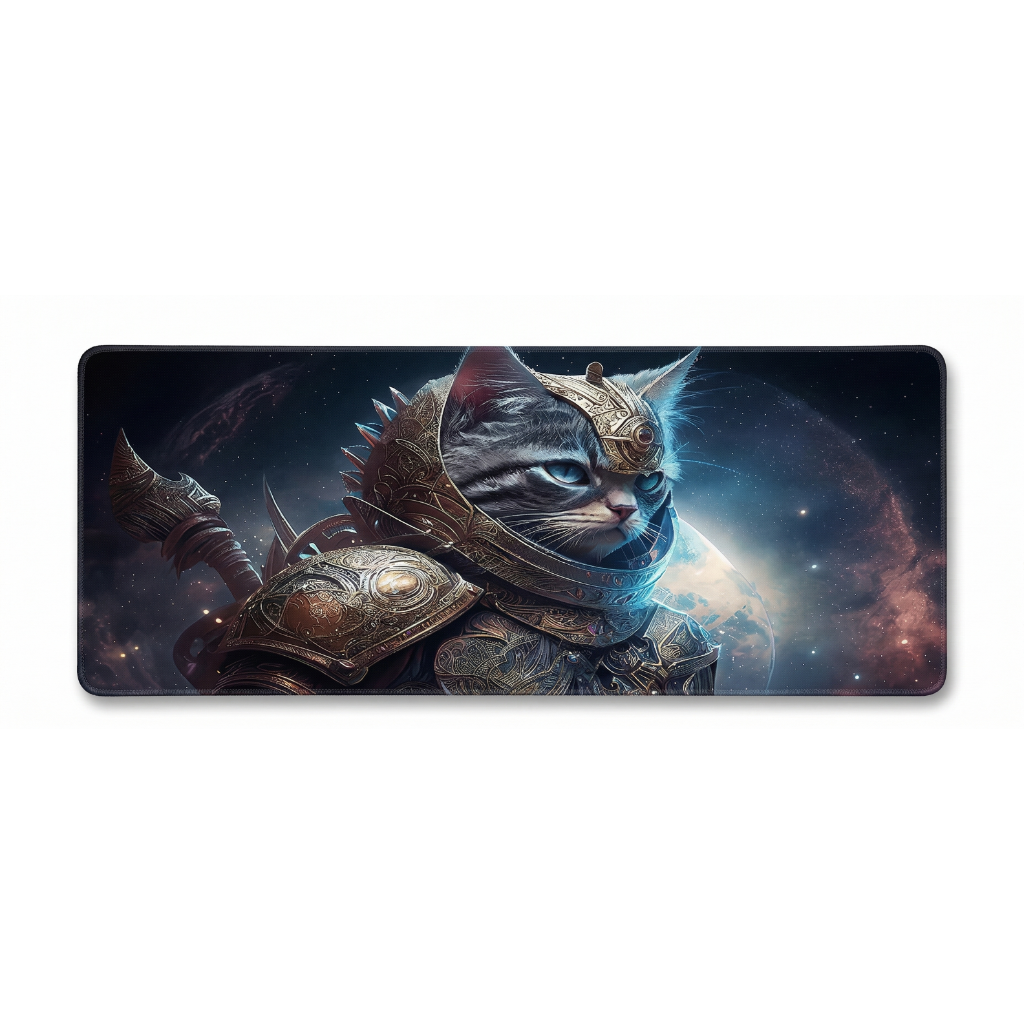 XXL Mouse Pad - Cosmic Warrior Cat: Space Guardian Edition