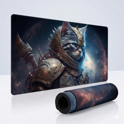 XXL Mouse Pad - Cosmic Warrior Cat: Space Guardian Edition