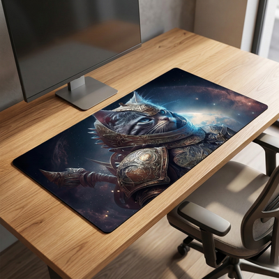 XXL Mouse Pad - Cosmic Warrior Cat: Space Guardian Edition