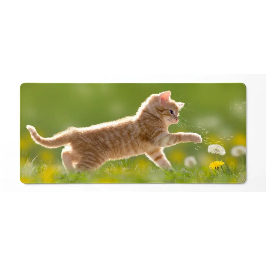 XXL Mouse Pad - Ginger Kitten and Dandelions - Nature & Softness Design