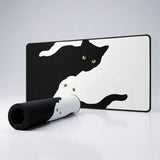 XXL Mouse Pad - Black and White Cats "Yin-Yang" Design