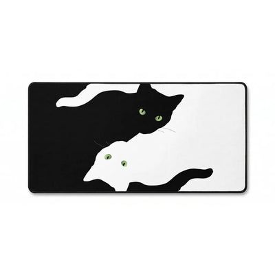 XXL Mouse Pad - Black and White Cats "Yin-Yang" Design