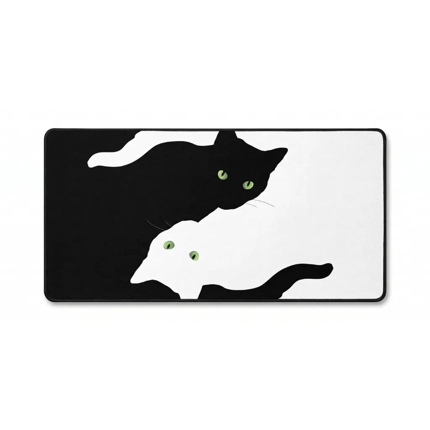 XXL Mouse Pad - Black and White Cats "Yin-Yang" Design