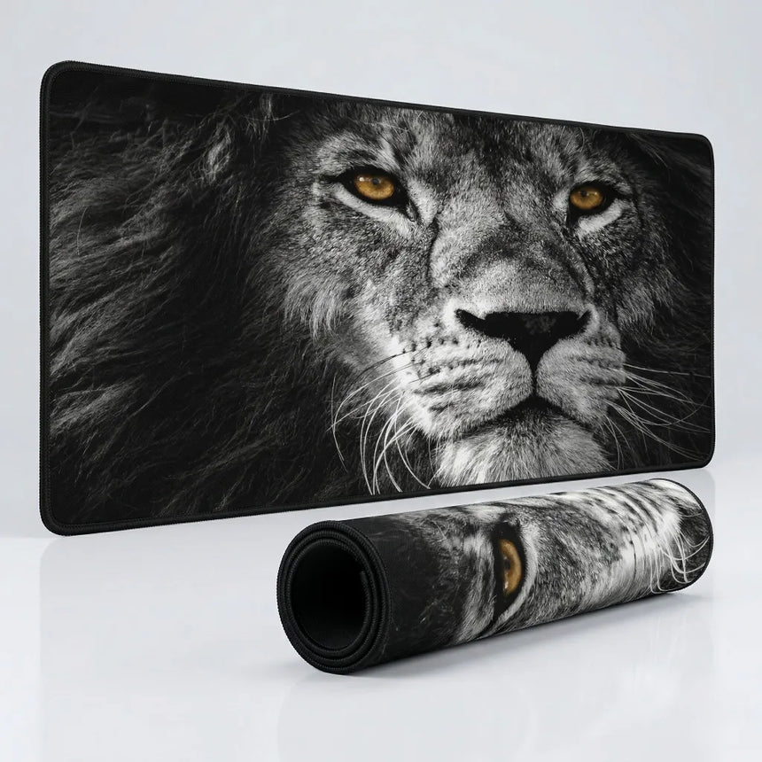 XXL Mouse Pad - "Lion's Gaze" Edition (Black and White)