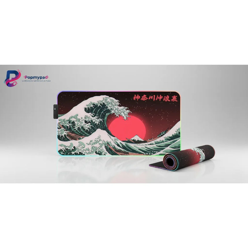 XXL Mouse Pad - Japanese Wave & RGB Red Sun