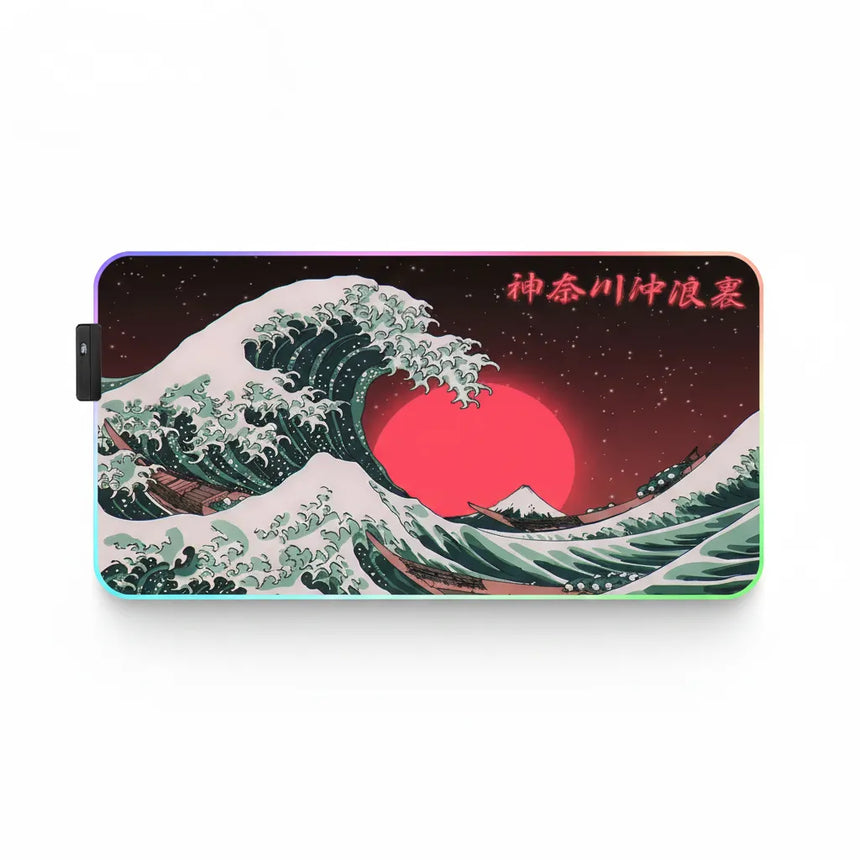 XXL Mouse Pad - Japanese Wave & RGB Red Sun