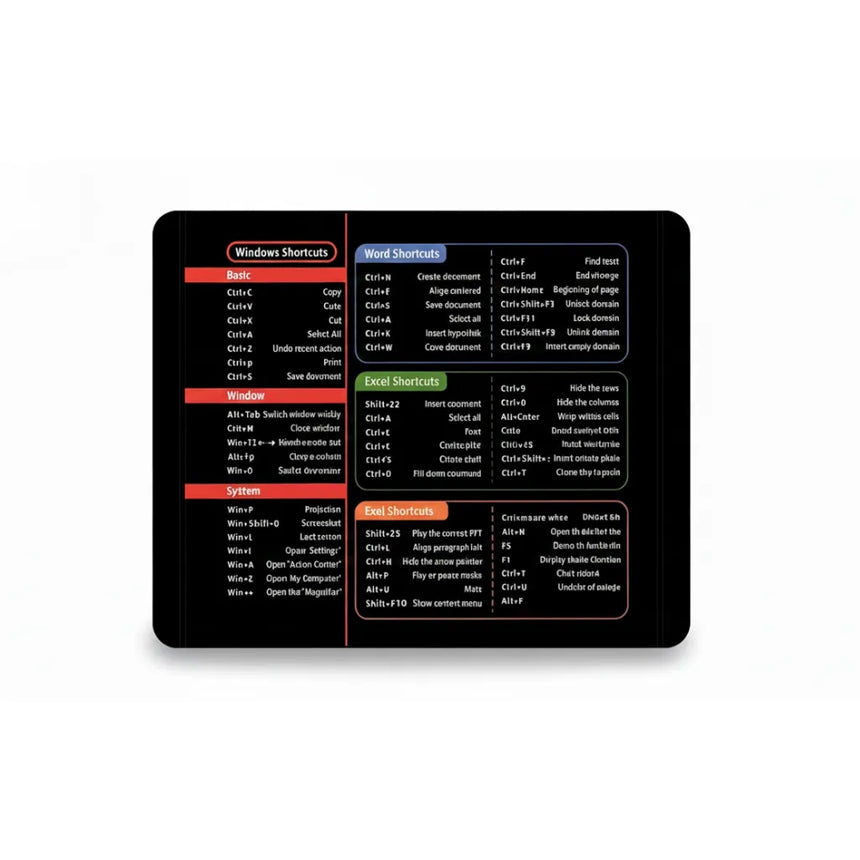 XXL Mouse Pad - Keyboard Shortcuts & Productivity Guide - Zen Design