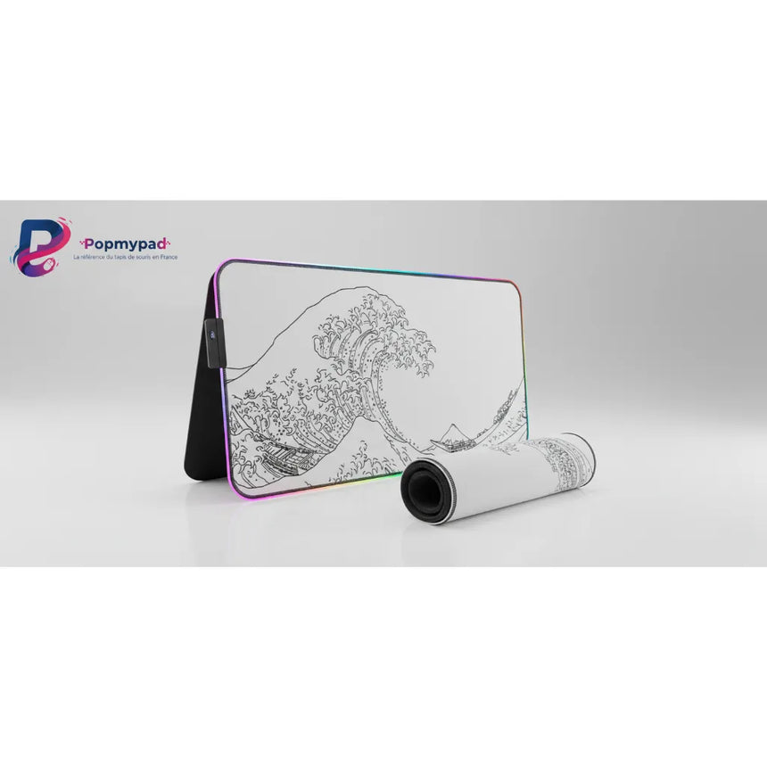XXL Mouse Pad - Hokusai's Great Wave - Minimalist RGB Edition