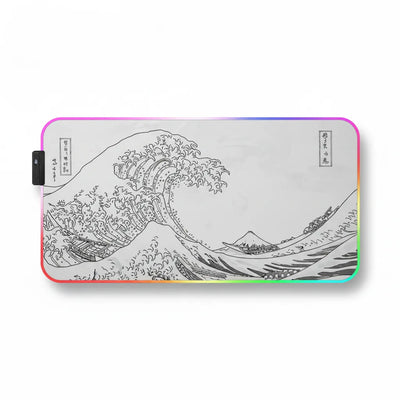 XXL Mouse Pad - Hokusai's Great Wave - Minimalist RGB Edition