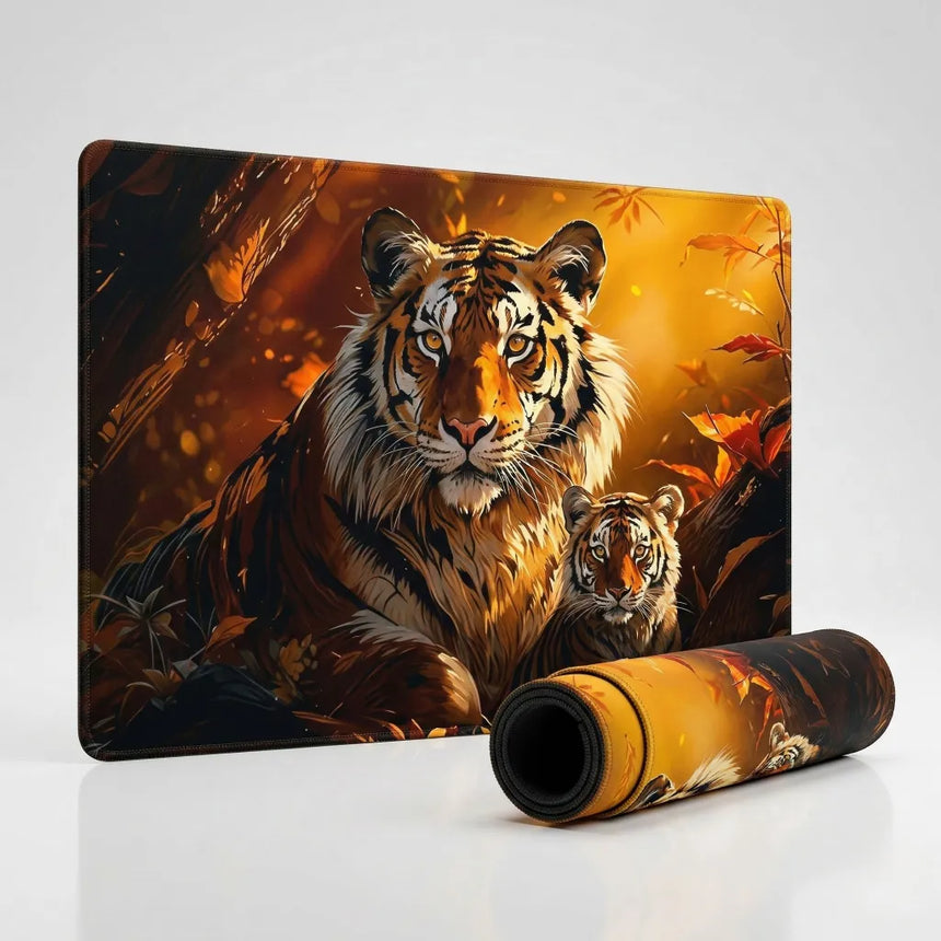 XXL Artistic Mouse Pad - The Tiger Awakens - Golden Forest Edition