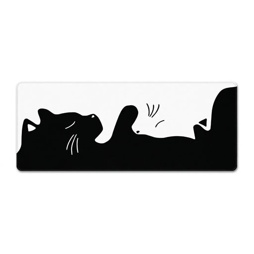 XXL Mouse Pad Yin-Yang Cat — Minimalist Black & White Design