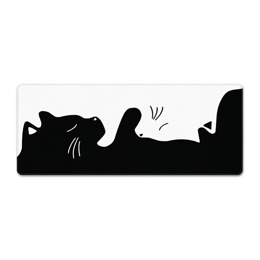 XXL Mouse Pad Yin-Yang Cat — Minimalist Black & White Design